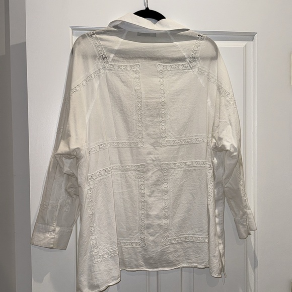 Zara Poplin Blouse with lace insert - size S - Picture 2 of 4